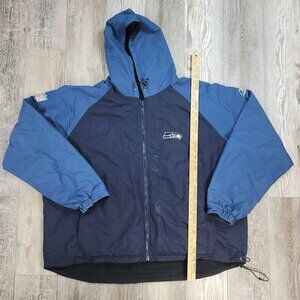 Seattle Seahawks NFL Football Reebok Jacket Hoodie Zip Up Fleece Inside Vintage